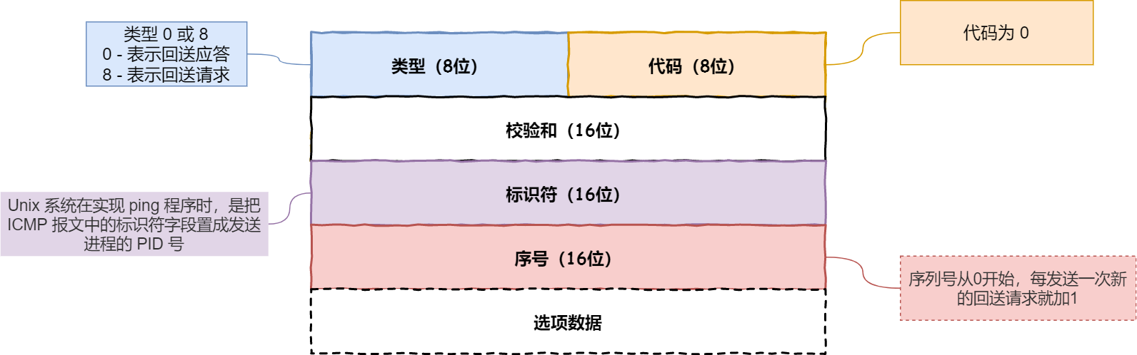 ICMP 回送请求和回送应答报文